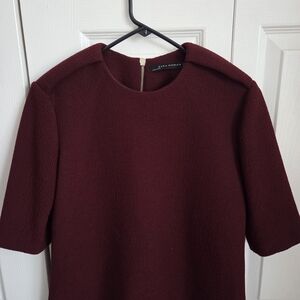Zara Burgundy Textured Dress